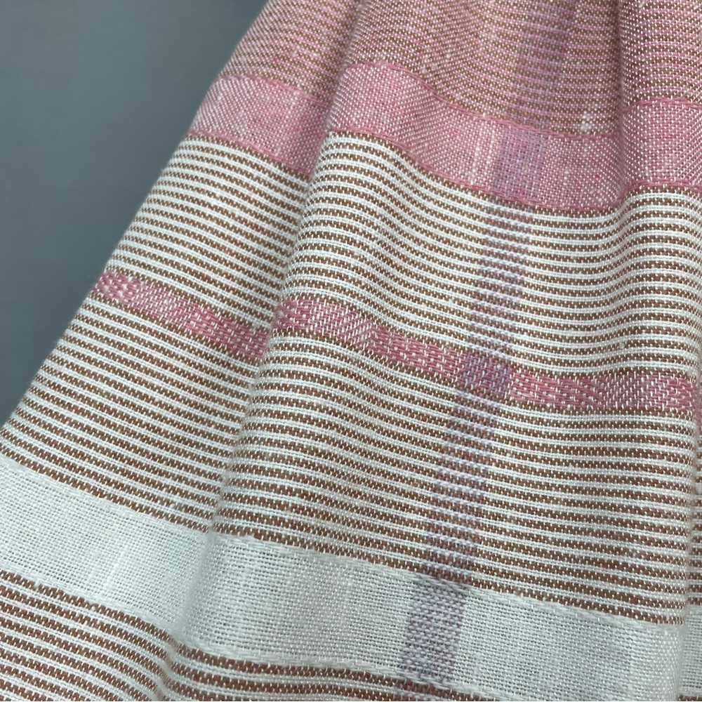 Vintage 80s Skirt Midi Stripes Pockets A-Line Pink White Retro Darts Gathered - Picture 13 of 16